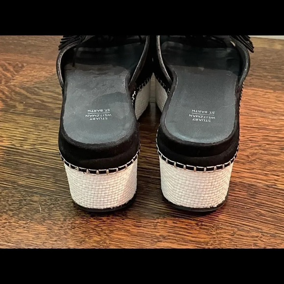 Stuart weitzman Women’s St Barths Blk Suede Tassel Wedge Sandal Size 8 - Picture 10 of 15